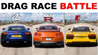 FH5 Dragrace - Lexus Lfa Vs Nissan GT-R Vs Audi R8 v10 Plus