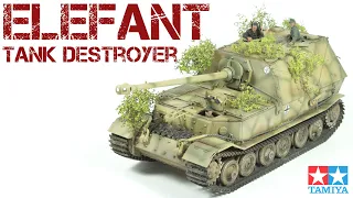 Elefant tank destroyer with foliage camouflage - full build (Tamiya 1/35 scale model)