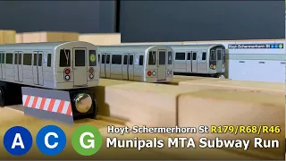 Munipals MTA R179/R68/R46 A, C & G Train Hoyts-Schermerhorn Street Station Subway Run