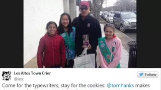 Tom Hanks helps Girl Scouts sell cookies