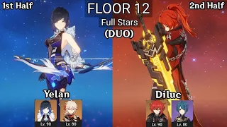(Duo) C1 Yelan + C4 Diluc | 3.8 Spiral Abyss Floor 12 9 Stars | Genshin Impact