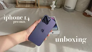 iPhone 14 Pro Max unboxing 💜 (Deep Purple, 256gb) | accessories, camera test, ASMR ✨