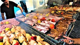 Street Food of Argentina. Angus Beef, Ribs, Sausages. 'Gusti di Frontiera' Fest, Gorizia, Italy