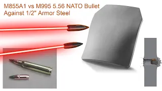 M855A1 vs M995 5.56 NATO Bullet Against 1/2" Armor Steel - Simulation