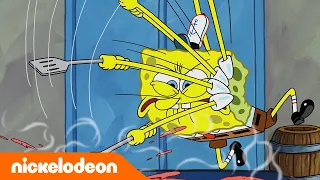 SpongeBob | De Krokante Krab wordt AANGEVALLEN! 😱  | Nickelodeon Nederlands