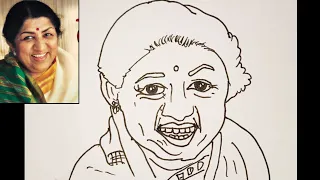 How To Draw Lata Mangeshkar Sketch Step By Step |Drawing Lata Mangeshkar Easy For Beginners