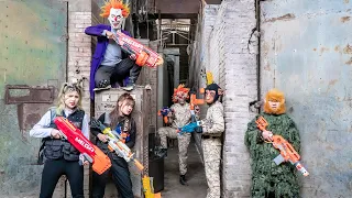 GUGU Nerf War : Monkey & XICMAN Mask Great War CID Dragon Nerf Guns Fight Crime Two SWAT Girl