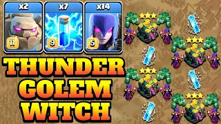 Golem + Witch + Lightning Spell = Easy 3 Star Th14 Attack Strategy - Clash Of Clans Town Hall 14