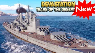 NEW Super-Battleship Devastation on map "Tears of the Desert" - World of Warships