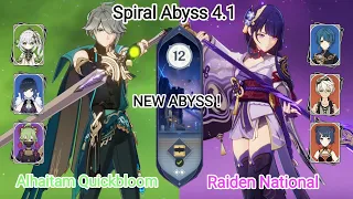 C0 Alhaitam Quickbloom & C0 Raiden National - NEW Spiral Abyss 4.1 - Floor 12 9 stars Genshin Impact