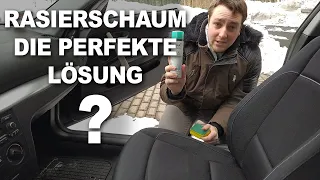 Autositze reinigen mit Rasierschau / Rasiergel