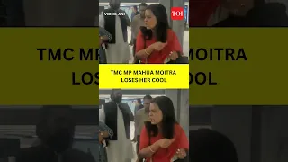 #MahuaMoitra loses her cool on journalists after exiting from Parliament Ethics Committee meeting