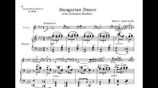 J. Brahms (arr. Kreisler), Hungarian Dance n°17 for Violin and Piano - Score