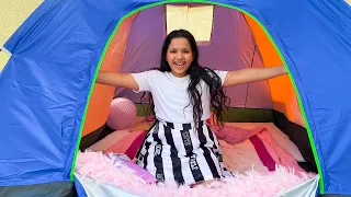 شفا نامت في الخيمة تحدي ٢٤ ساعة في الخيمة !! 24 Hours Overnight In A Tent Challenge