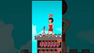 Hustle Castle game ads collection #8 Tower Takeover Red dressed lady, HELP 16+
