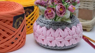 Floral Crochet Pattern Beautiful Basket Цветочный узор крючком Красивая корзинка Видео МК