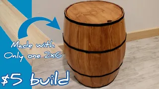 Making A $5 Fake Wine/Wiskey barrel from a single 2x6 | gift ideas | woodworking