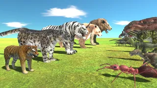 Felidae Team VS Carnivore Dinosaurs + Giant Invertebrates - Animal Revolt Battle Simulator