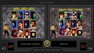 Mortal Kombat II (Sega Genesis vs Sega 32X) Side by Side Comparison