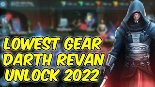 Darth Revan Unlock Lowest Gear SWGOH 2022