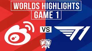 WBG vs T1 Highlights GAME 1 | Worlds 2023 FINALS | Weibo Gaming vs T1