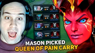 MASON picked QUEEN OF PAIN CARRY in THIS GAME?! | CAN HE WIN?!