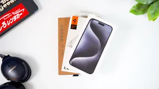 iPhone 15 Pro Max Blue Titanium 💯 | ASMR | Case + Screen Protector 🔥