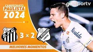 SANTOS 3 X 2 INTER DE LIMEIRA | MELHORES MOMENTOS | 12ª RODADA DO CAMPEONATO PAULISTA 2024 |ge.globo