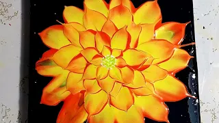 The Phoenix Bloom! 3-D Effect Acrylic Pour Flower #acrylicpainting #fluidart