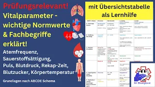 PRÜFUNGSWISSEN! Die wichtigsten Vitalparameter (Normbereiche & Fachbegriffe) einfach erklärt!