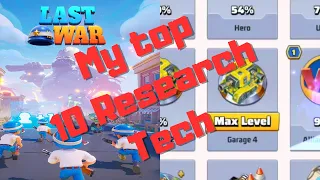 What are my Top 10 Researches? Last War Survival Game