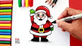 Aprende a dibujar y pintar a PAPÁ NOEL fácil | How to Draw a Cute Santa Claus (Version 2018)