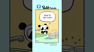 Dry Dishes FAST with This ONE Trick 😂 | Puddi Panda #shorts #comics #funnycomics