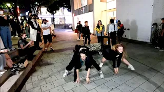 THURSDAY. BLACK MIST, ALINA & LIA. AMAZING ATTRACTIVE PERFORMANCE. HONGDAE STREET.