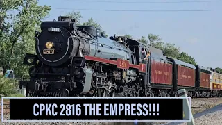 [HD] CPKC 2816 THE EMPRESS STEAM LOCOMOTIVE ROLLS OUT OF KANSAS CITY! + 8876, CPKC PAINT, & AMTRAK!