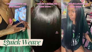 💚Detail Quick Weave Tutorial: How To Slay A Green Peek-A-Boo Wig With Leave Out | #ELFIN