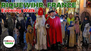 Evening Walk of Riquewihr Christmas Markets - 4K60fps - with Captions