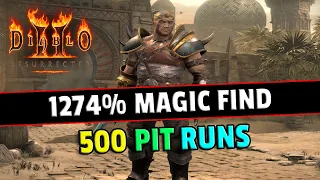 Barb with INSANE Magic Find, 1274% !! Hunting rarest items, 500 Pit runs - Diablo 2 resurrected