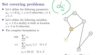 [OR1-Modeling] Lecture 3: Integer Programming #5 Facility location: Covering