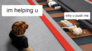 Roblox Funny Moments BUT I Push People onto Train Tracks