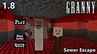 GRANNY SEWER ESCAPE NIGHTMARE MODE MINECRAFT GAMEPLAY