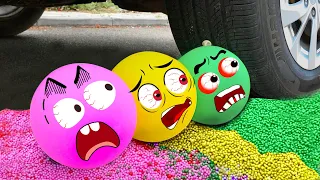 Crushing Crunchy & Soft Things by Car! EXPERIMENT: Car vs Orbeez Stress Ball, Coca | Woa Doodland