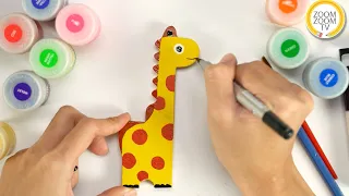 Hướng dẫn vẽ và tô màu con HƯƠU CAO CỔ bằng gỗ - How to draw Giraffe - Zoom Zoom TV