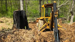 Stump Removal with Old Backhoe - Round 1