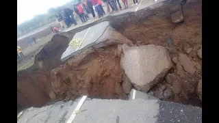 Mai mahiu road cracks again, motorists stuck in slow moving traffic