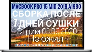 Стрим 05.06.2020 сборка залитого MacBook Pro 15 Mid 2018 A1990