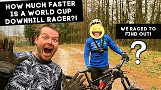 How fast is a World Cup Downhill Racer vs Average MTB Rider?? We raced to find out!