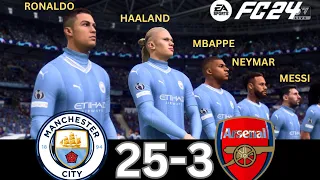 WHAT HAPPEN IF MESSI, RONALDO, MBAPPE, NEYMAR, PLAY TOGETHER ON MANCHESTER CITY VS ARSENAL