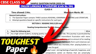 Toughest PAPER 🔥 Class 10 English Sample Paper 2023-24 | English Sample Paper Solution