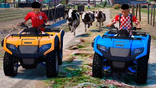 GTA V: MODS | DEI FUGA DAS VACA NA FAZENDA DE QUADRICICLO COM MEU AMIGO